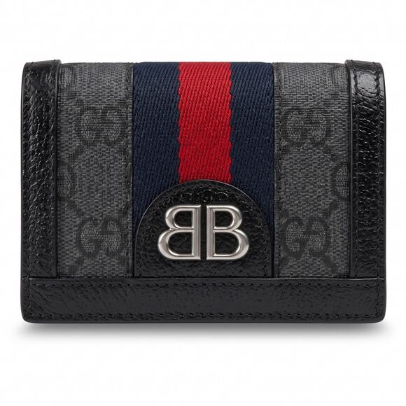 Balenciaga Handbags - Balenciaga x Gucci Hacker Project BB Canvas Monogram Ophidia Web Black Wallet